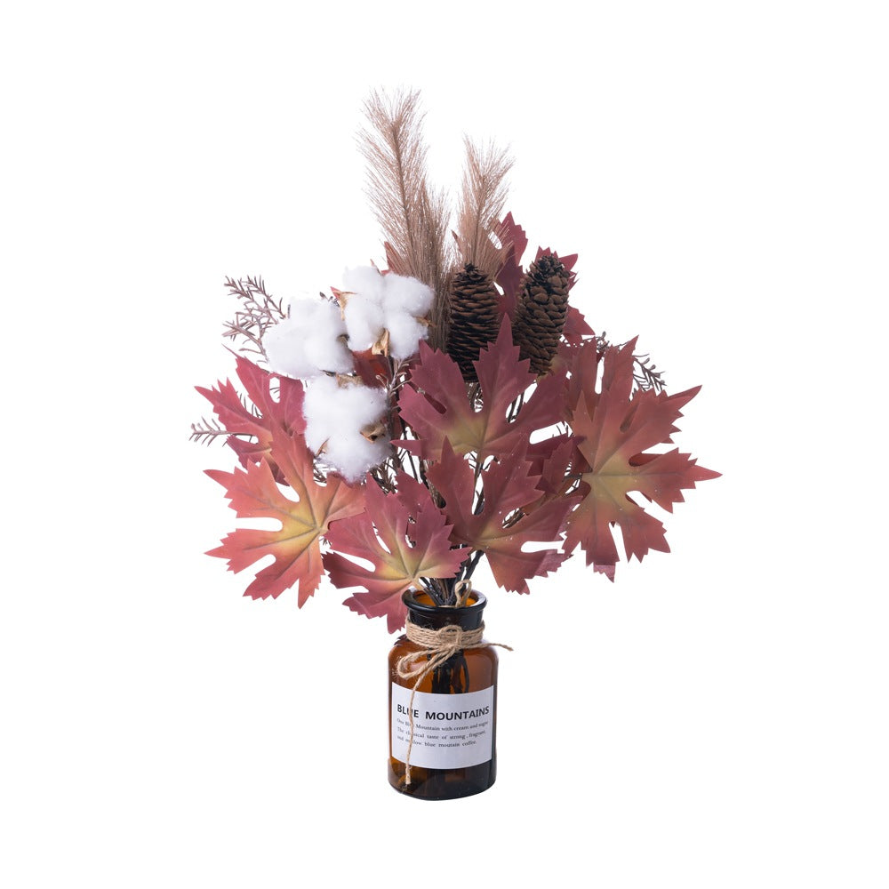 Stunning Artificial Maple Leaf Cotton Handheld Flower Bouquet - Perfect for Weddings, Home Decor, and Wall Art CF01199