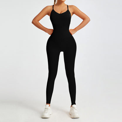 Seamless Backless Yoga Jumpsuit Versatile Fitness Bodysuit for Dance Yoga and Workout Comfortable and Breathable Activewear