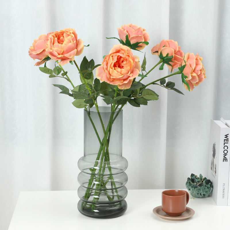 Luxurious Touch Realistic Austin Rose Bouquet -  Quality Faux Flowers for Elegant Home Decor