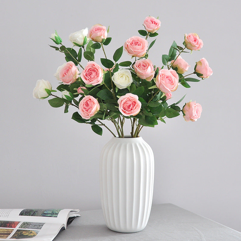 Elegant Faux Rose Bouquet - 6-Head Pink Flower Arrangement for Home Decor and Wedding Decoration - Stunning Realistic Artificial Flowers for Every Occasion