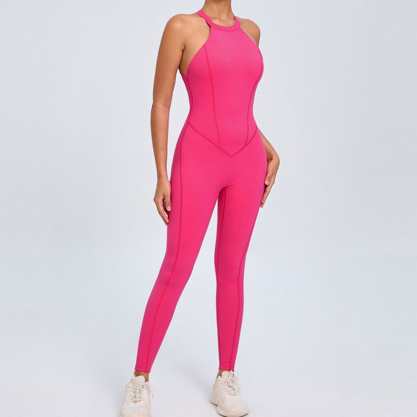 Women's Back Closure Yoga Bodysuit Peach Butt Lift Open Back Design Quick Drying One Piece Fitness Outfit for Comfort and Flexibility