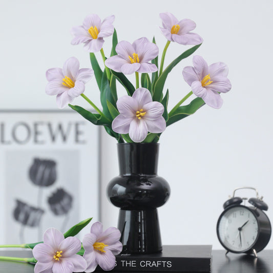 Stunning Single-Stem PU Open Tulip Flower Bouquet for Wedding Decor and Photography - Realistic Faux Tulip Arrangement