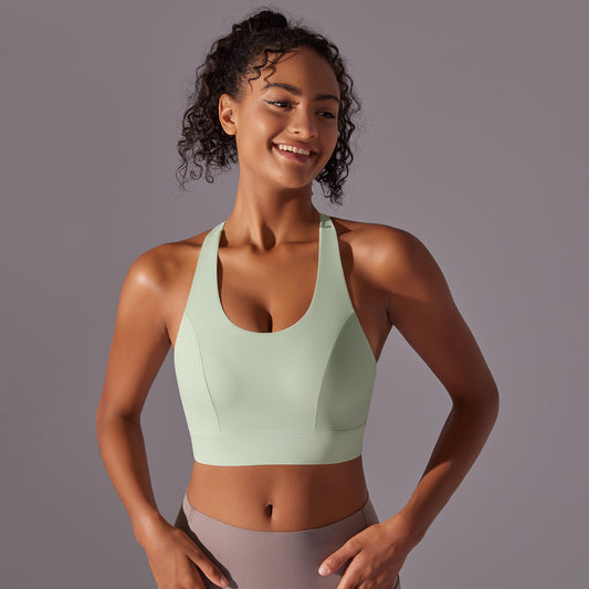 High Intensity Sports Bra with Seamless Padding and Back Closure Shock Absorbing Supportive Yoga Tank Top for Enhanced Shape and Comfort