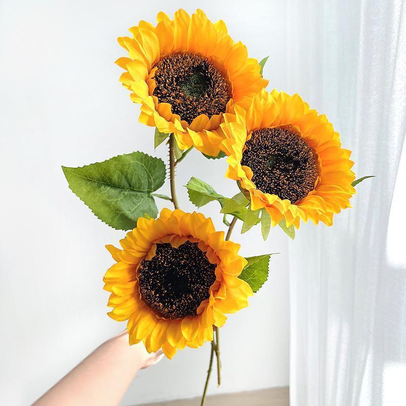 Vibrant Faux Sunflower Arrangement - Lifelike Silk Flowers for Home Décor | Perfect for Living Room, Bedroom & Indoor Decoration