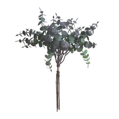 Elegant Minimalist Eucalyptus Leaf Faux Plant Decor – Five-Piece Artificial Greenery for Your Living Room or Home Office Table