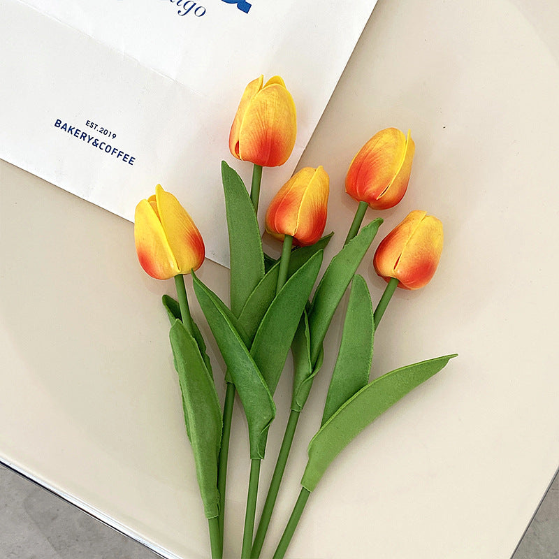 Realistic PU Mini Tulip Artificial Flower Bouquet - Perfect for Living Room Decoration, Dining Table Centerpiece, Photography Props, & Stunning Floral Arrangements