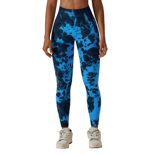 Seamless High Waisted Tie Dye Yoga Pants Peach Lifting Running Leggings for Comfort and Style