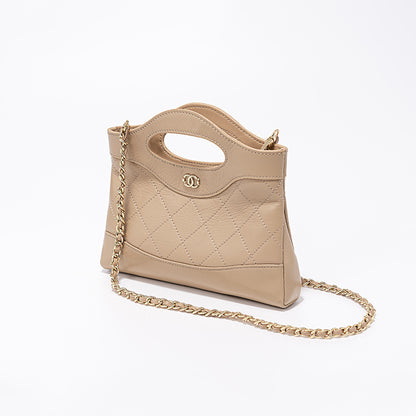 Diamond Pattern Tote Bag Luxury Genuine Oil Wax Leather Shoulder Bag for Effortless Elegance