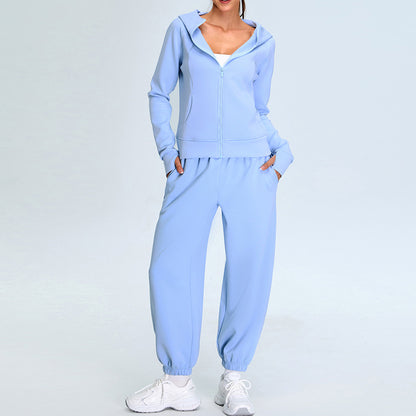 Cozy Fall Winter Soft Modal Warm Lounge Set for Women Relaxed Sporty Sweatshirt Pants for Workouts At Home Comfort