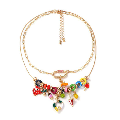 Chic Double Layer Chain Necklace with Geometric Animal Pendant - Stylish Alloy Design for Women