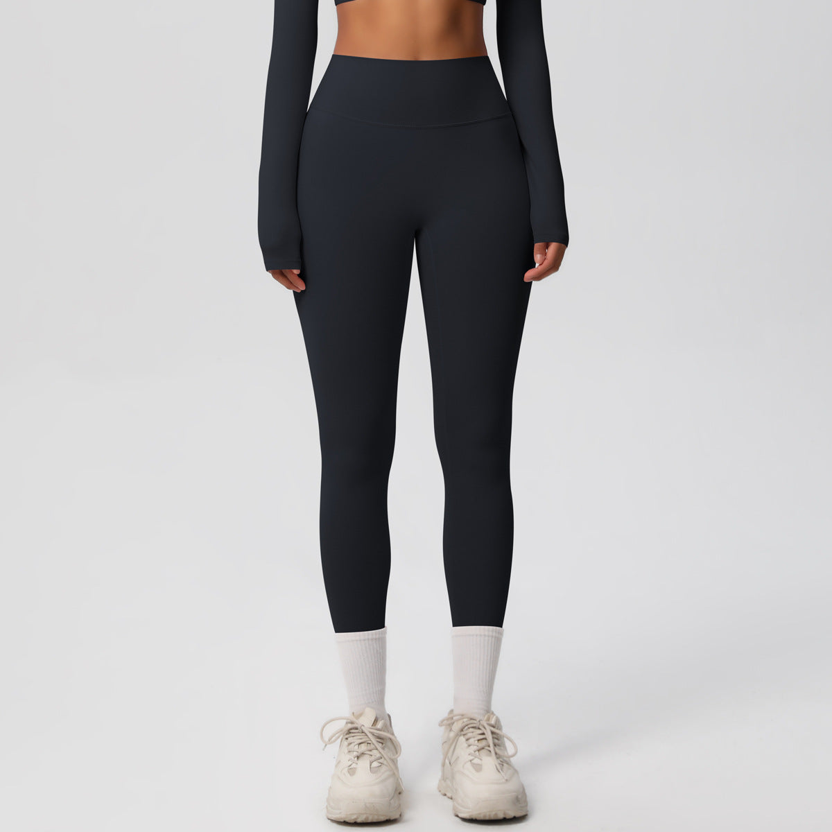 High Waisted Quick Dry Solid Color Double Sided Fleece Lined Leggings for Comfort in Fitness Running and Yoga