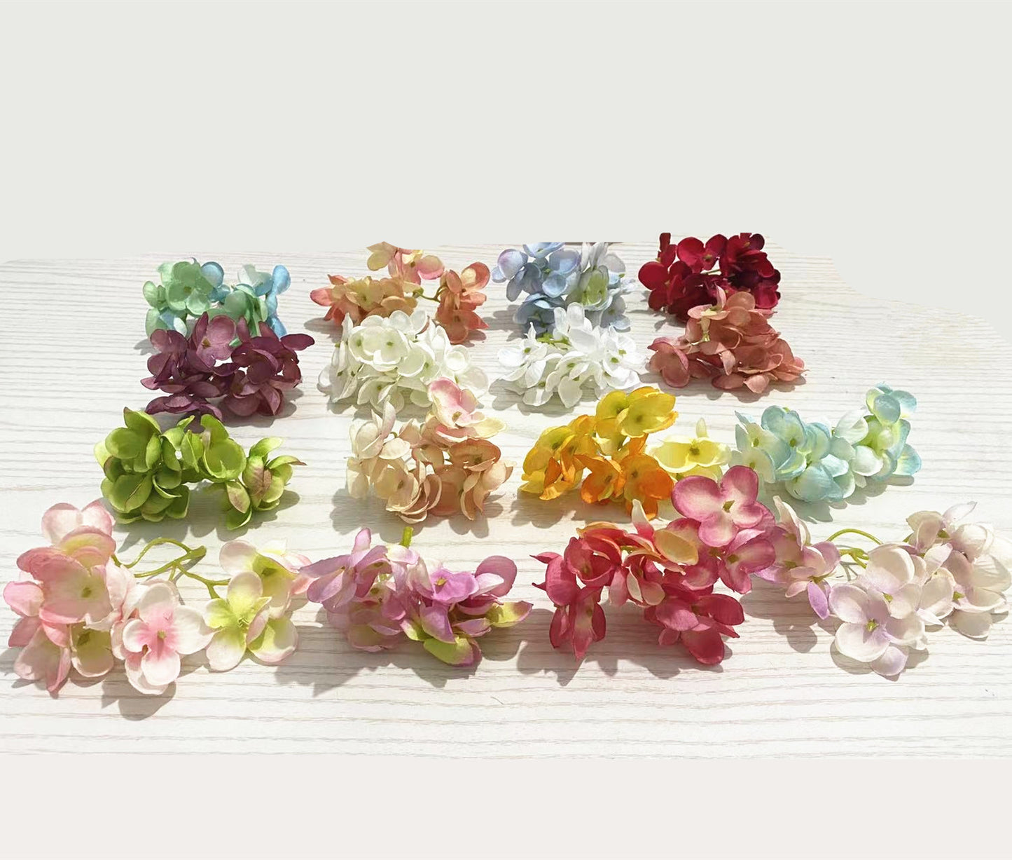 Realistic Mini Hydrangea 16-Branch Floral Arrangement for Weddings - Beautiful Silk Flower Headpiece & Photography Prop