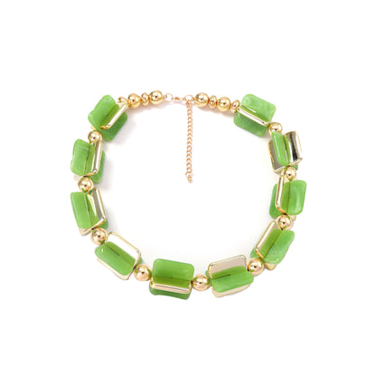 Creative Versatile Geometric Multi-Color Beaded Necklace – Unique, Minimalist Jewelry for Women