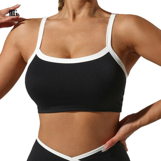 Color Blocked Sports Bra for Women Wire Free Yoga Fitness Top for Comfort and Support