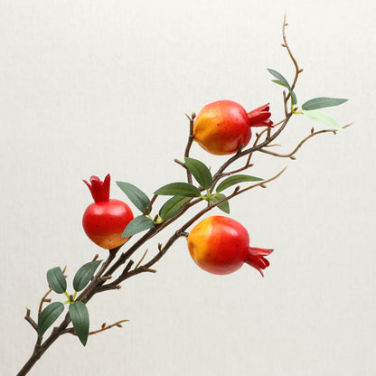 Realistic Pomegranate Fake Flowers with Berries - Perfect Home and Hotel Soft Decoration for New Year Celebrations