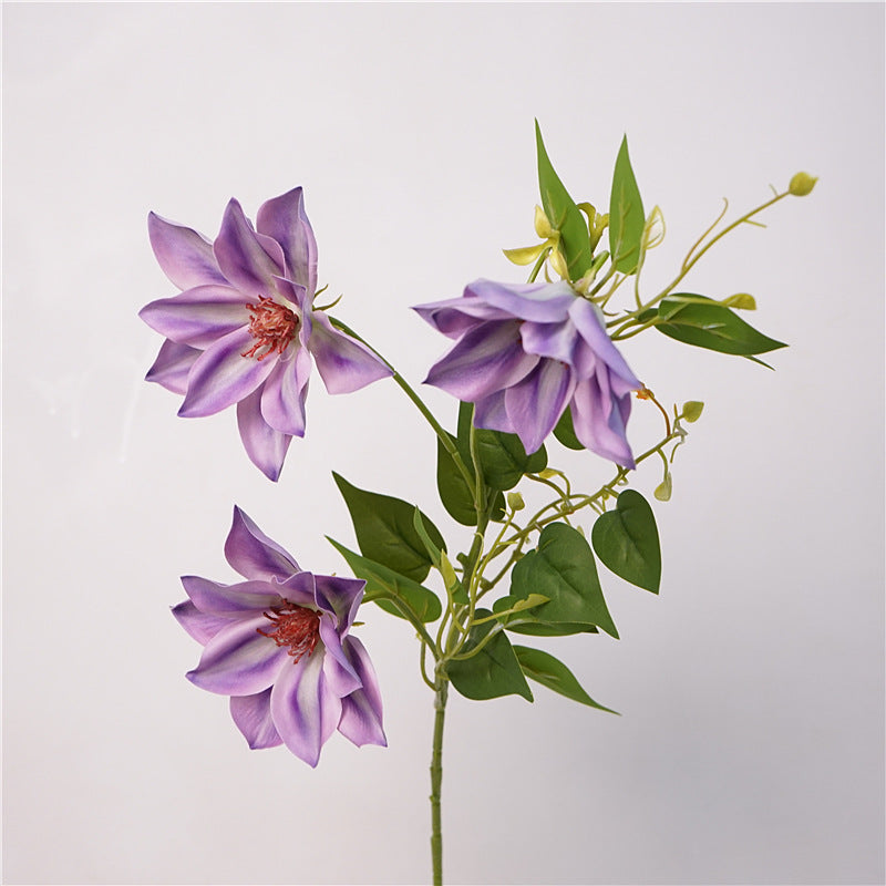 Elegant Nordic-Inspired Soft Touch Faux Clematis Flower Arrangement for Luxurious Home Decor – Perfect for Living Room and Floral Accents