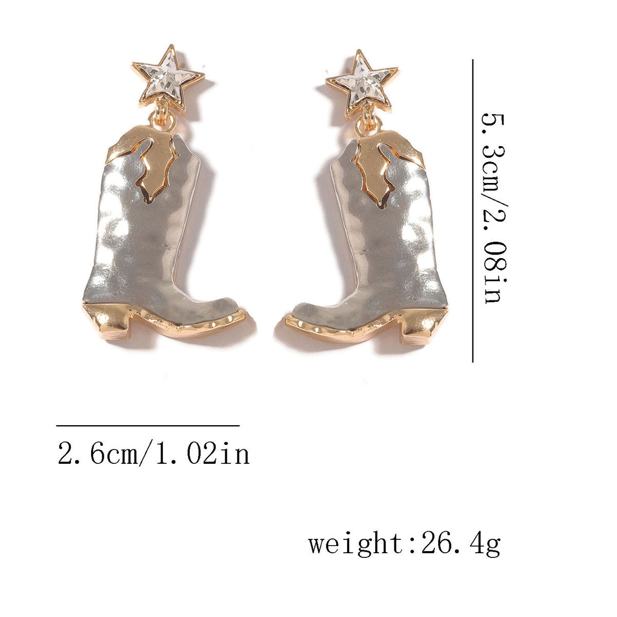 Stylish Vintage-Inspired Five-Star Alloy Combat Boots Earrings – Trendy and Versatile Jewelry for Women, Ideal for Unique Fashion Statements